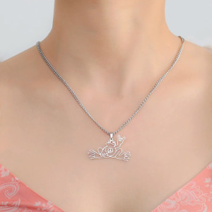 Frosch Halskette Friedenszeichen Peace & Love - Edelstahl