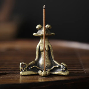 Statue Grenouille en Méditation en Laiton pour Encens