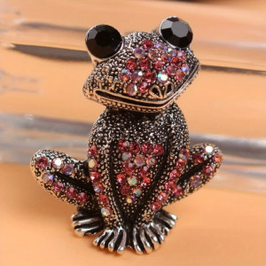 Broche Grenouille Strass Multicolore
