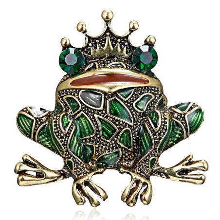 vue détaillée de la Broche Grenouille Couronne de la Forêt