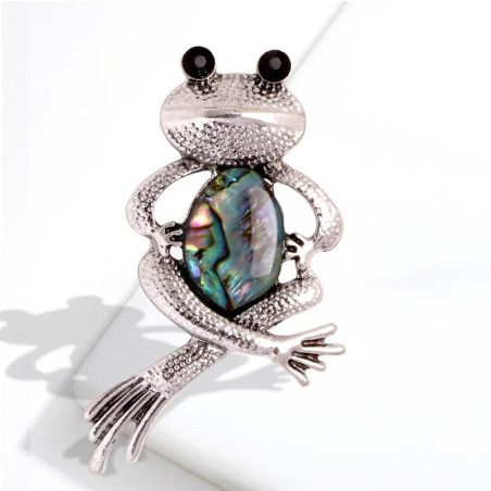 Broche Grenouille Éclat Prismatique couleur argent