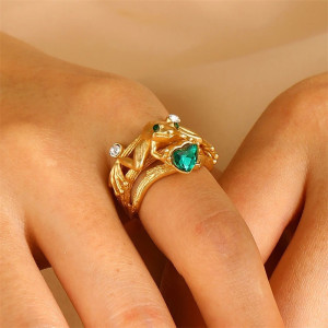 Bague Grenouille Émeraude Dorée