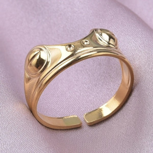 Bague Grenouille Nymphéa - Bague Ajustable Élégante - couleur doré/ jaune or