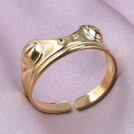 Bague Grenouille Nymphéa - Bague Ajustable Élégante - couleur doré/ jaune or