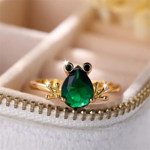Bague Grenouille Émeraude Enchantée - Bijou Nature Féérique