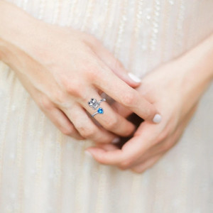 Bague Grenouille "I Love You Forever" Strass Bleu - bague redimensionnable !