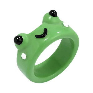 Lustiger Frosch Ring Cartoon mit Samtbox - Grün oder Rosa