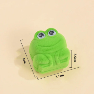 Lustiger Frosch Ring Cartoon mit Samtbox - Grün oder Rosa