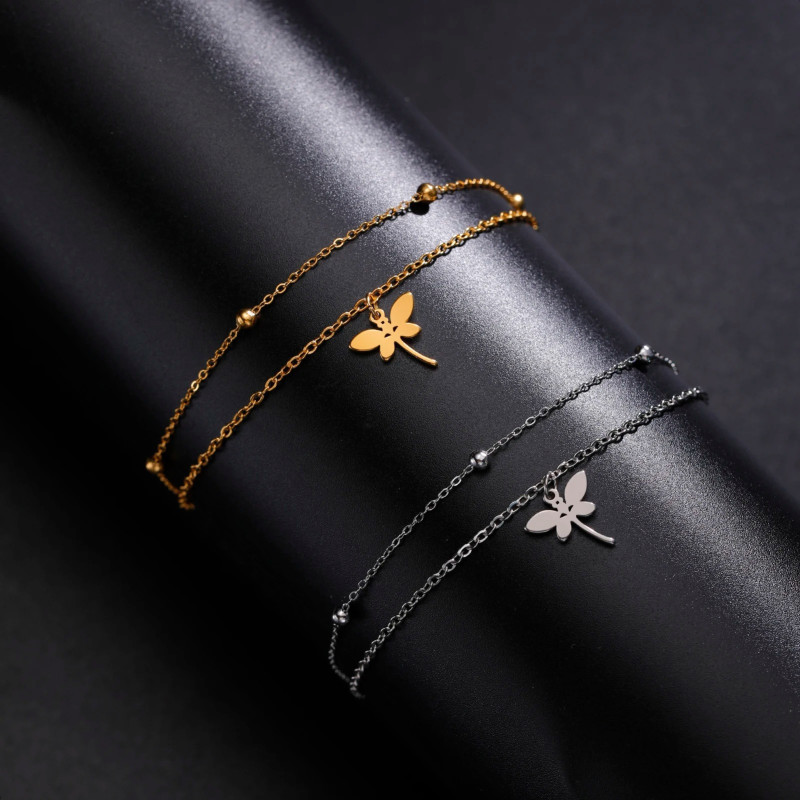 Bracelet Libellule Double Chaîne Élégante