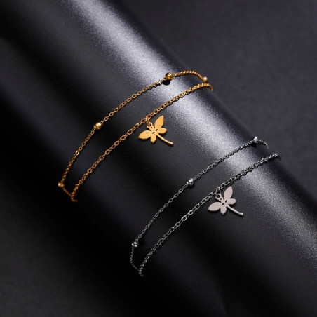 Bracelet Libellule Double Chaîne Élégante