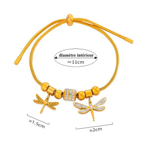 dimensions Bracelet Libellule Doubles Libellules Dorées Scintillantes