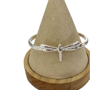 Bracelet Ouvert Libellule Élégance - couleur argent