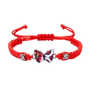Bracelet Papillon Cordons Colorés couleur rouge