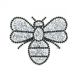 écussons patchs abeille en strass argent