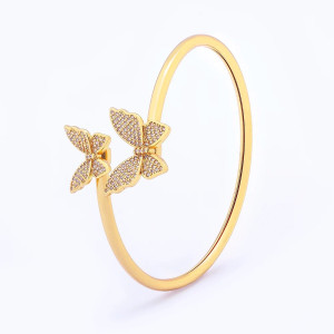 Vergoldetes Schmetterling Armband mit Zirkonia - Verstellbar