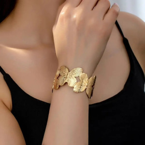 Bracelet Manchette Papillons Dorés