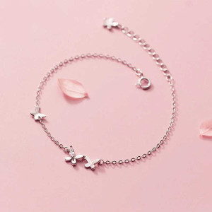 Magnifique Bracelet Papillon Design Minimaliste Argent Sterling 925S