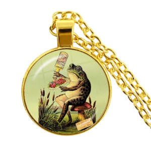 Frosch Halskette 'Verzaubertes Sumpffest' – Vintage Geschenk
