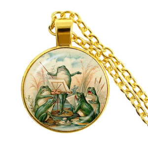 Frosch Orchester Halskette Vintage | Natur & Musik Schmuck