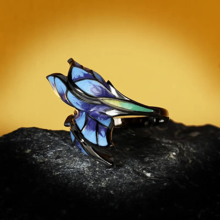 Schmetterling Ring Nachtblau Emaille – Künstlerischer Schmuck