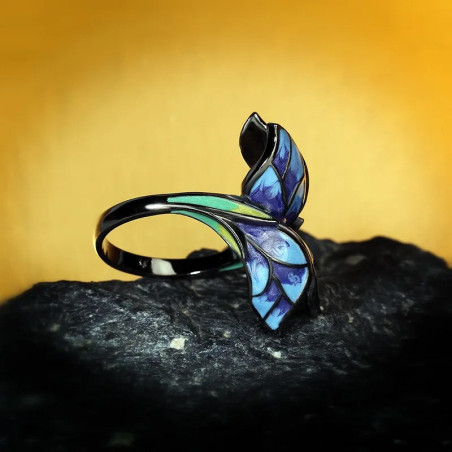 Schmetterling Ring Nachtblau Emaille – Künstlerischer Schmuck