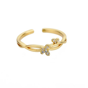 Bague Papillon Duo Cristal Doré