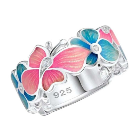 Schmetterling Ring Frühlingsglanz – Bunter 925 Silber Schmuck