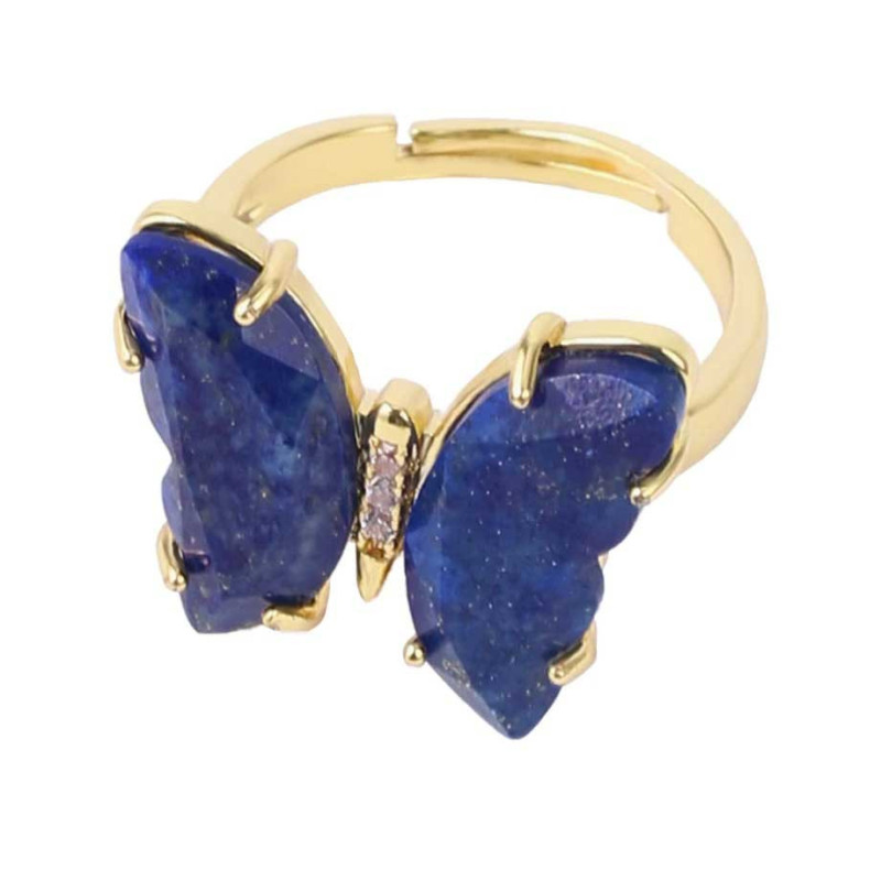 Mystischer Amethyst-Schmetterlingsring – Eleganz aus Naturstein
