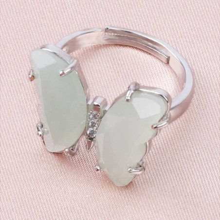Schmetterlingsring Weißer Quarz | Verstellbar & Elegant