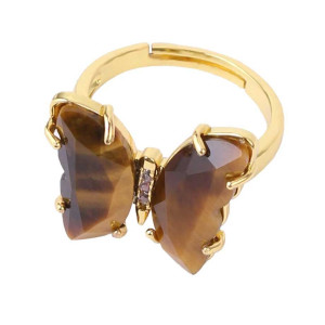 Schmetterlingsring mit Tigerauge Gold | Eleganz & Schutz