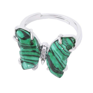 Schmetterling Ring Malachit "Waldstrahlen" - Natürliche Eleganz