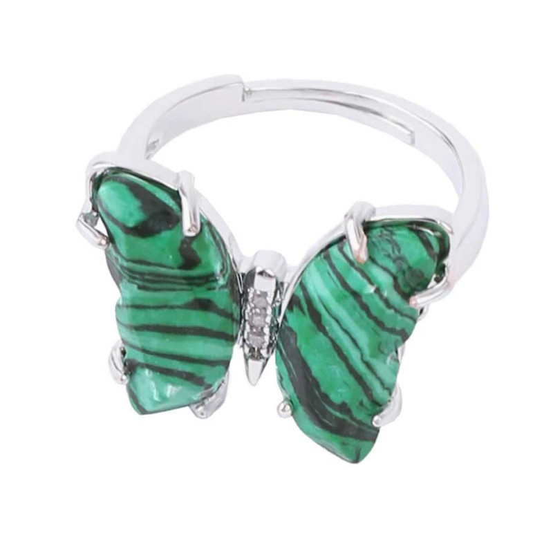 Schmetterling Ring Malachit "Waldstrahlen" - Natürliche Eleganz