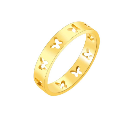 Gravierter Schmetterlingsring aus Edelstahl | Gold & Silber