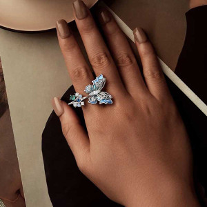 Kristall-Schmetterling Ring "Azurblauer Schimmer" | Eleganz