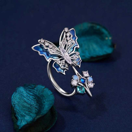 Kristall-Schmetterling Ring "Azurblauer Schimmer" | Eleganz