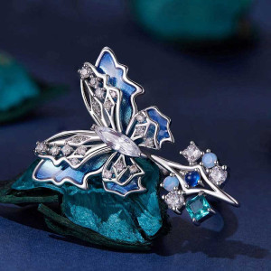Kristall-Schmetterling Ring "Azurblauer Schimmer" | Eleganz