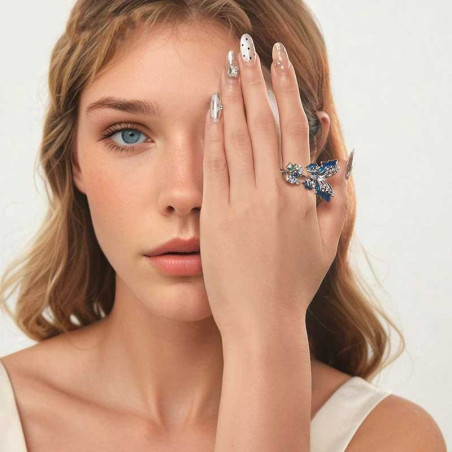 Kristall-Schmetterling Ring "Azurblauer Schimmer" | Eleganz