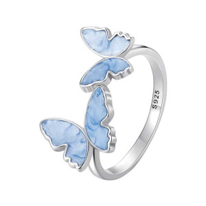 Verstellbarer Schmetterlingsring aus Silber | Geschenk für Frauen