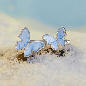Verstellbarer Schmetterlingsring aus Silber | Geschenk für Frauen