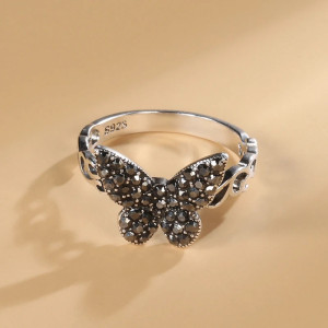 Schmetterlingsring 'Nächtliches Funkeln' 925 Sterling Silber