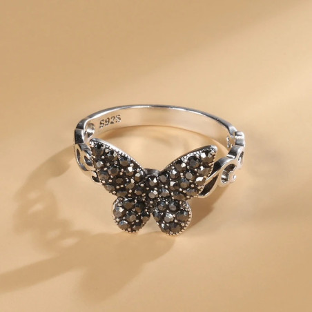 Schmetterlingsring 'Nächtliches Funkeln' 925 Sterling Silber