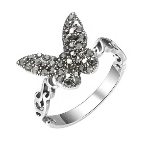 Schmetterlingsring 'Nächtliches Funkeln' 925 Sterling Silber