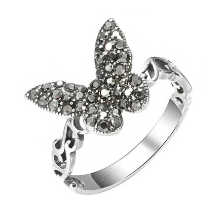 Schmetterlingsring 'Nächtliches Funkeln' 925 Sterling Silber