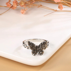 Schmetterlingsring 'Nächtliches Funkeln' 925 Sterling Silber
