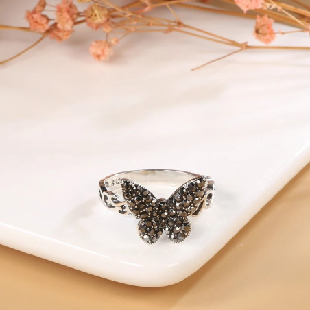 Schmetterlingsring 'Nächtliches Funkeln' 925 Sterling Silber