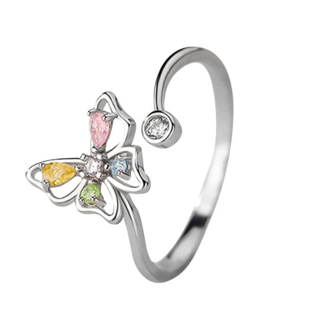Mehrfarbiger Schmetterling Ring aus 925 Silber | Eleganter Schmuck