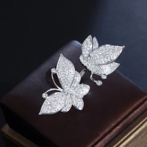 Verstellbarer Schmetterlingsring aus 925 Silber mit Zirkonia