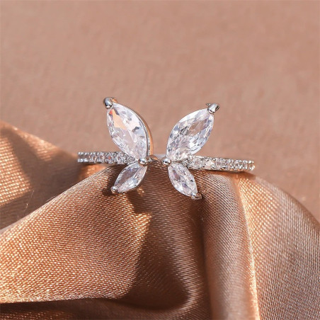 Schmetterlingsring verstellbar | Eleganter Damen Ring mit Zirkonia