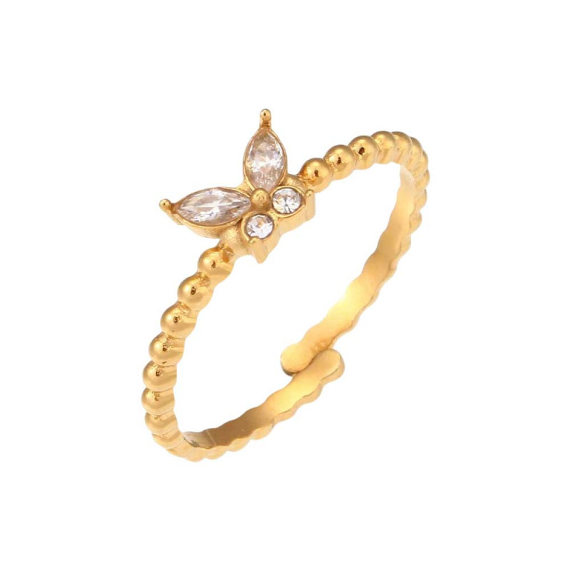 Goldener Schmetterlingsring Farbenglanz - Eleganter Damenschmuck
