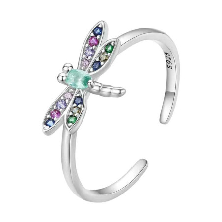 Libellenring Silber 925 'Mystischer Regenbogen' – Eleganter Schmuck